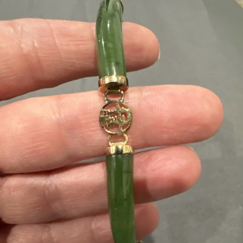 Antique Genuine jade bangle bracelet - Picture 3 of 4